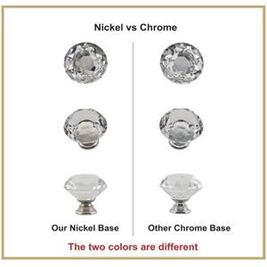 24Pcs 1.2" Small Diamond Glass Cabinet Knobs Brushed Nickel Kitchen Drawer Pulls